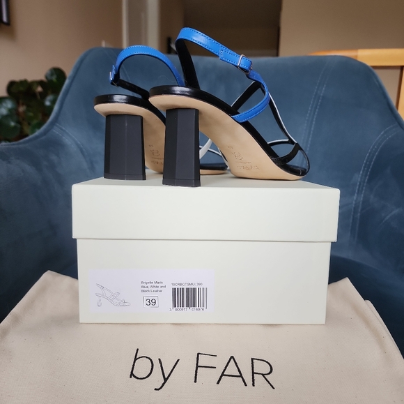 Brigette Marin Blue, White and Black Leather Sandals - Picture 15 of 16